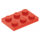 LEGO lapos elem 2x3, piros (3021)